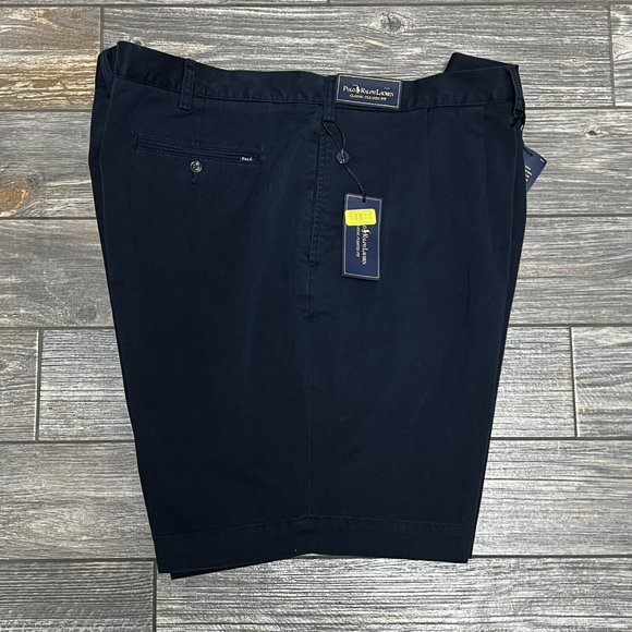 NWT $85 Polo Ralph Lauren Pleated Shorts 50B Big & Tall Classics Navy Blue 50 - Picture 2 of 14